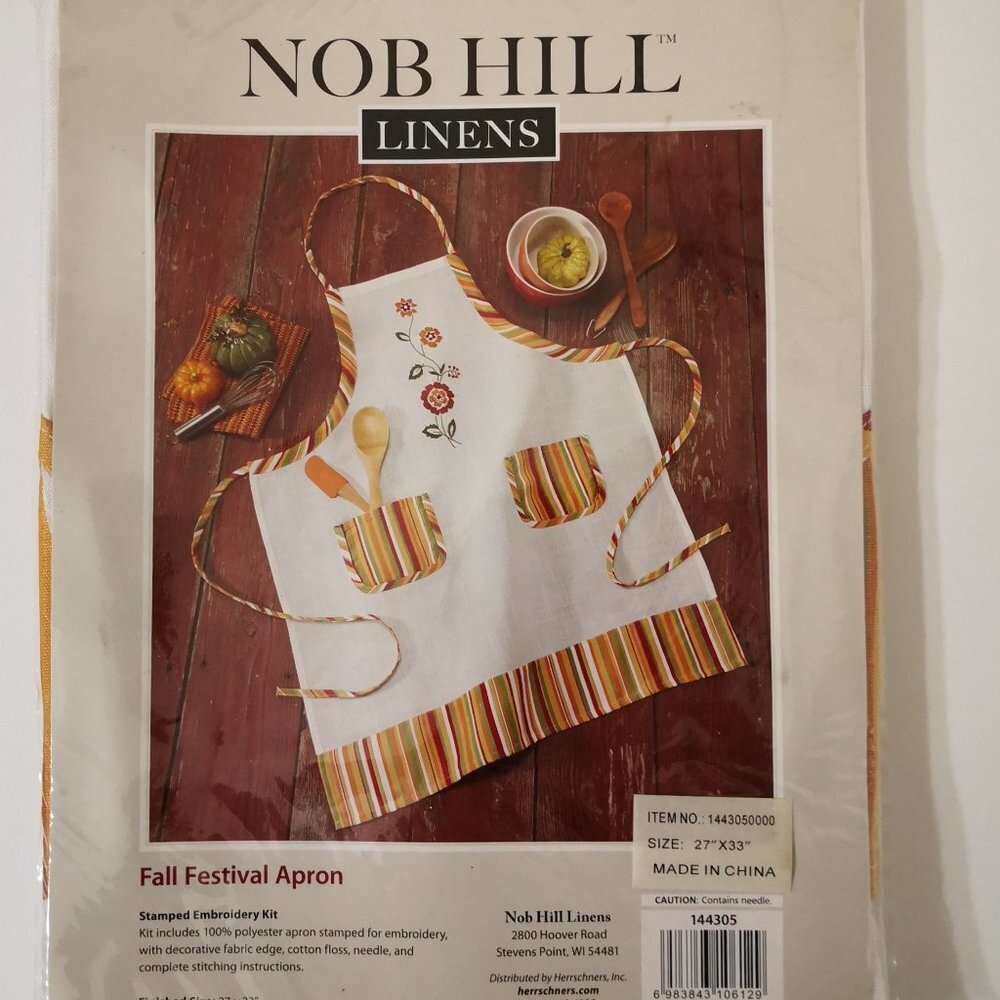 Nob Hill™ Fall Festival Apron Stamped Embroidery Kit 27"x33"